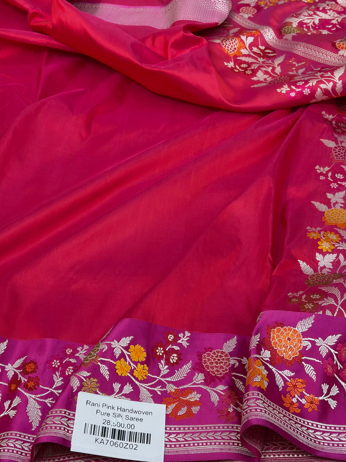 Pinkish Red Handwoven Pure Banarasi Silk Saree