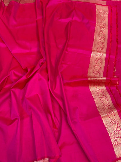 Rani Pink Banarasi Pure Katan Silk Saree