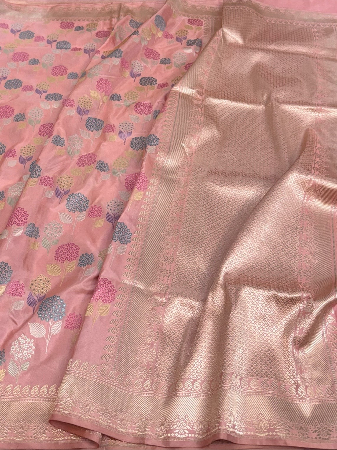 Peach Handwoven Pure Banarasi Katan Silk Saree