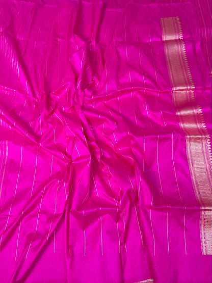 Rani Pink Handwoven Pure Banarasi Silk Saree