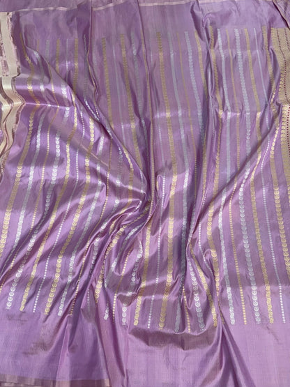 Lavender Handwoven Pure Banarasi Rangkaat Silk Saree
