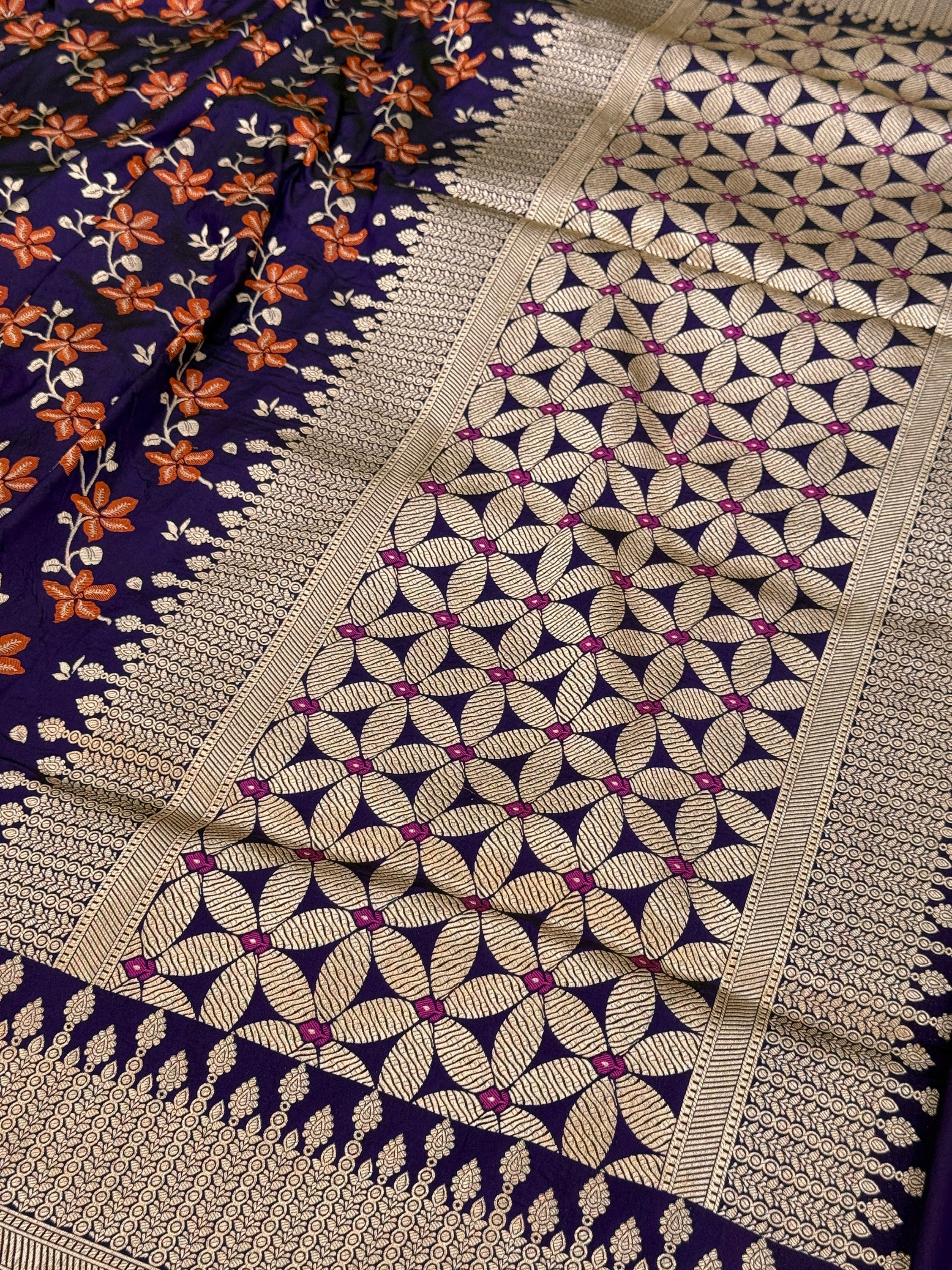 Purple Banarasi Minakari Pure Silk Saree
