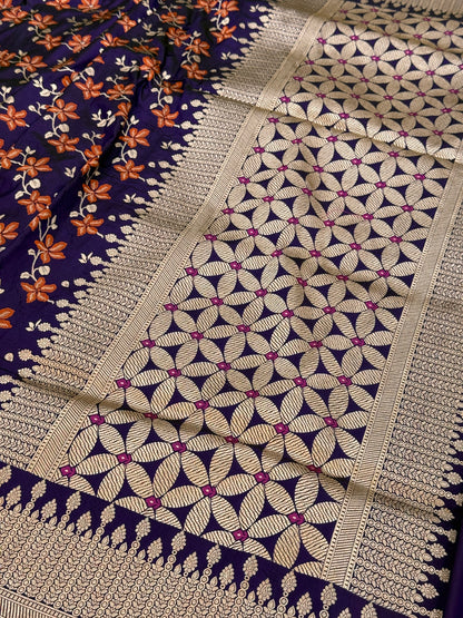 Purple Banarasi Minakari Pure Silk Saree
