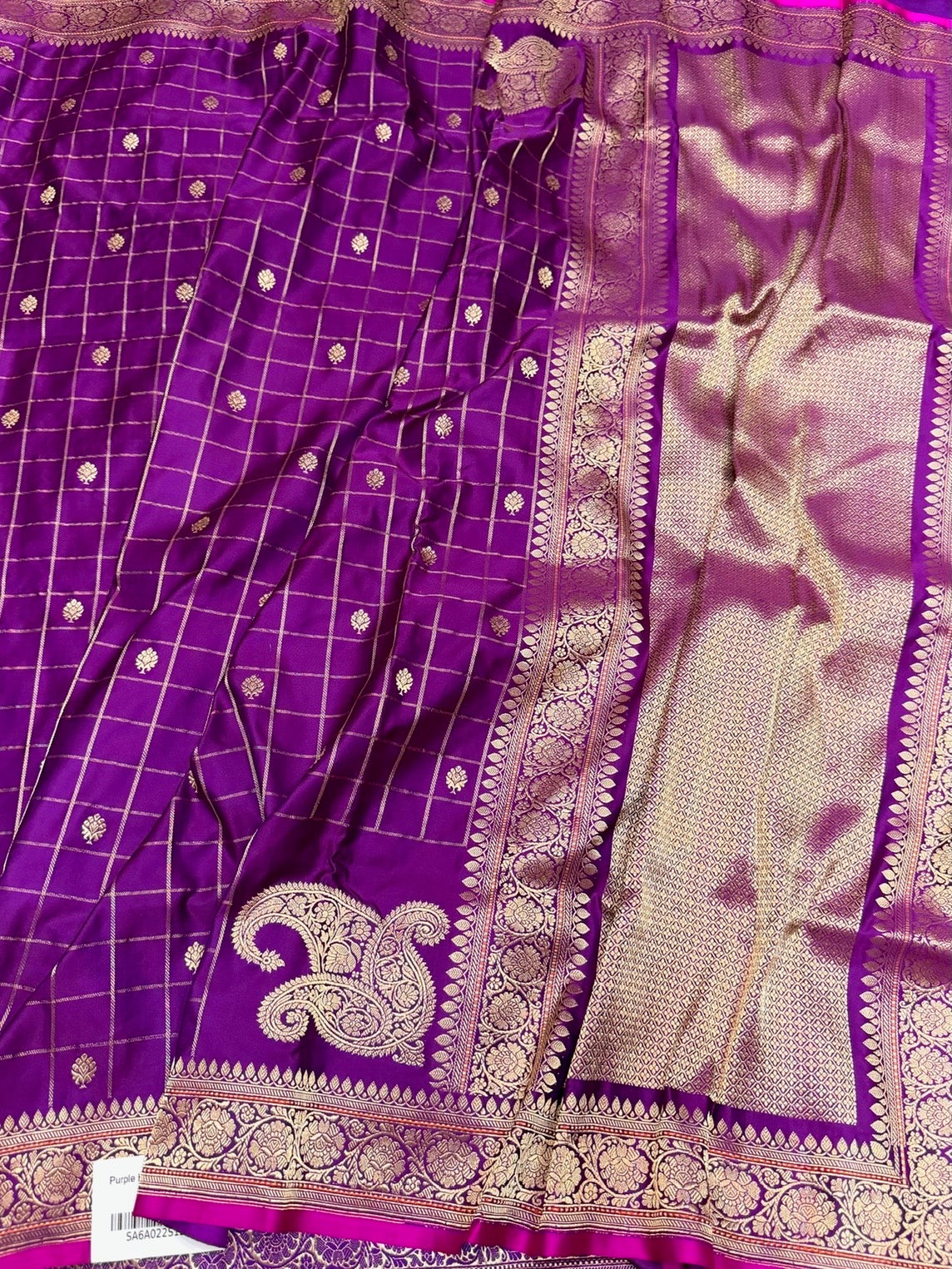 Purple Handwoven Pure Banarasi Satin Silk Saree