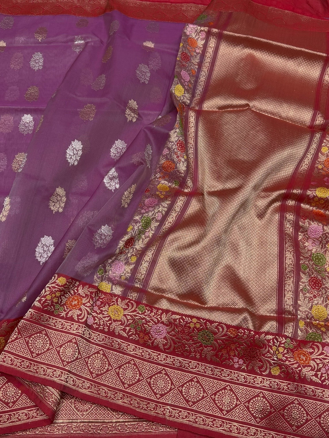Magenta Handwoven Pure Organza Silk Saree