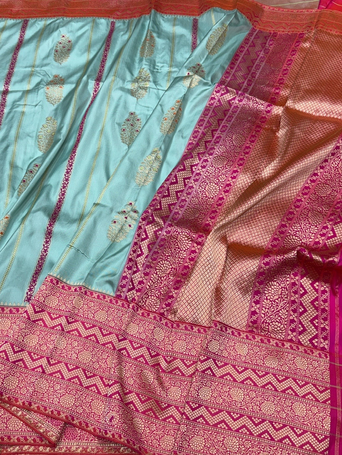 Sky Blue Handwoven Pure Banarasi Ektara Silk Saree