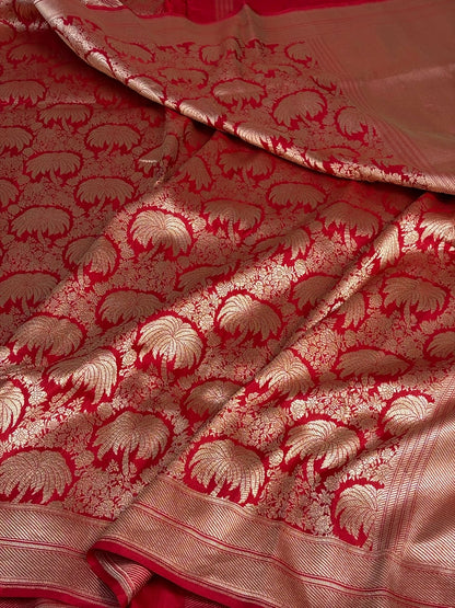 Red Banarasi Pure Silk Brocade Saree