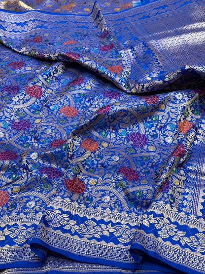 Royal Blue Handwoven Pure Banarasi Silk Brocade Saree