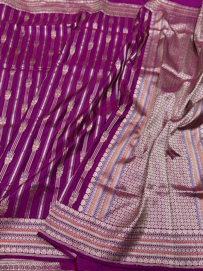 Magenta Pink Handwoven Pure Banarasi Silk Saree