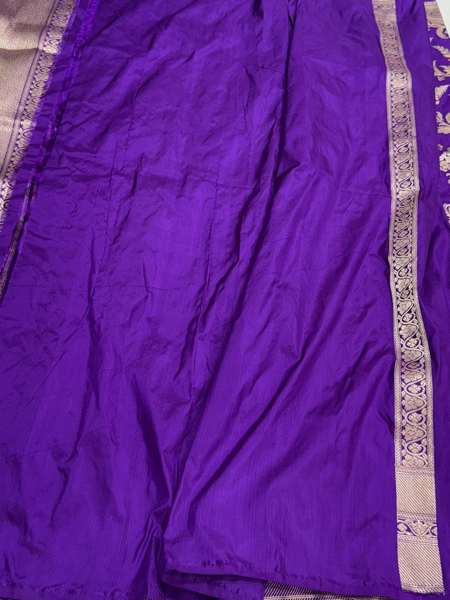 Purple Handwoven Pure Banarasi Silk Saree in Kadwa Jaal – Authentic Katan Mulberry Silk