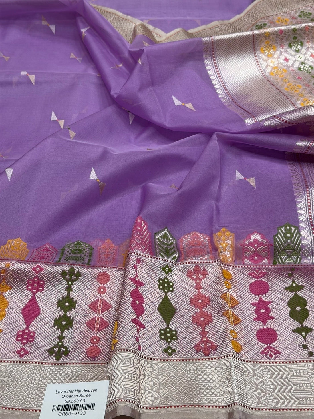 Lavender Handwoven Pure Organza Silk Saree