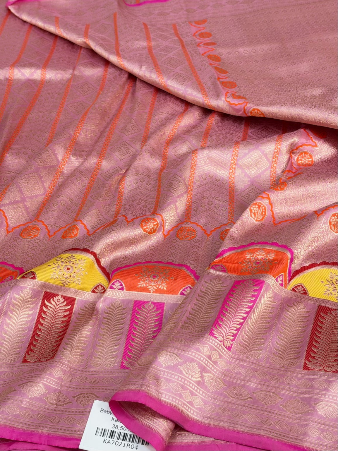 Baby Pink Handwoven Banarasi Pure Silk Brocade Saree