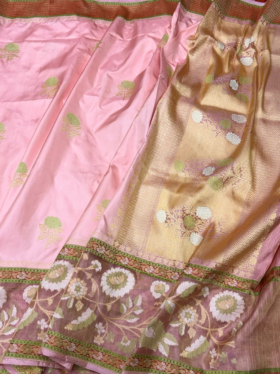 Baby Pink Handwoven Pure Banarasi Ektara Silk Saree