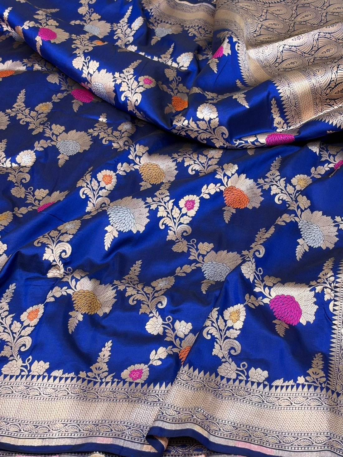 Royal Blue Banarasi Minakari Pure Katan Silk Saree