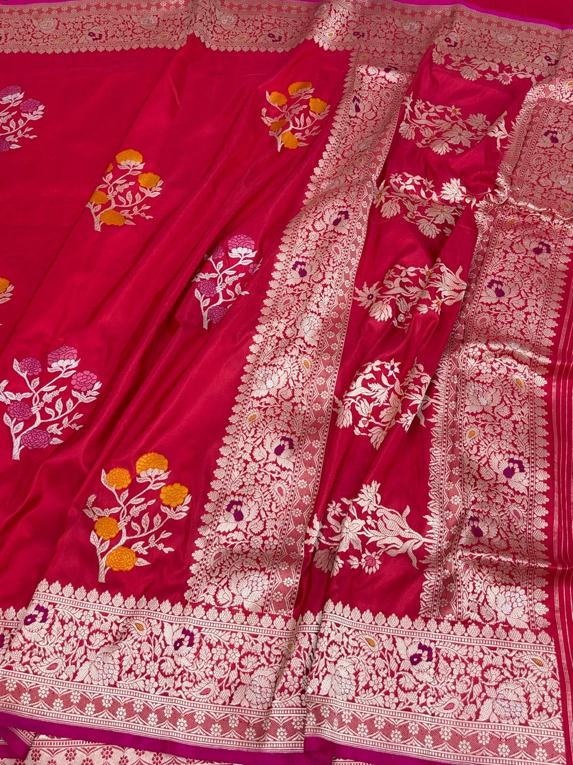 Reddish Pink Handwoven Pure Banarasi Katan Silk Saree