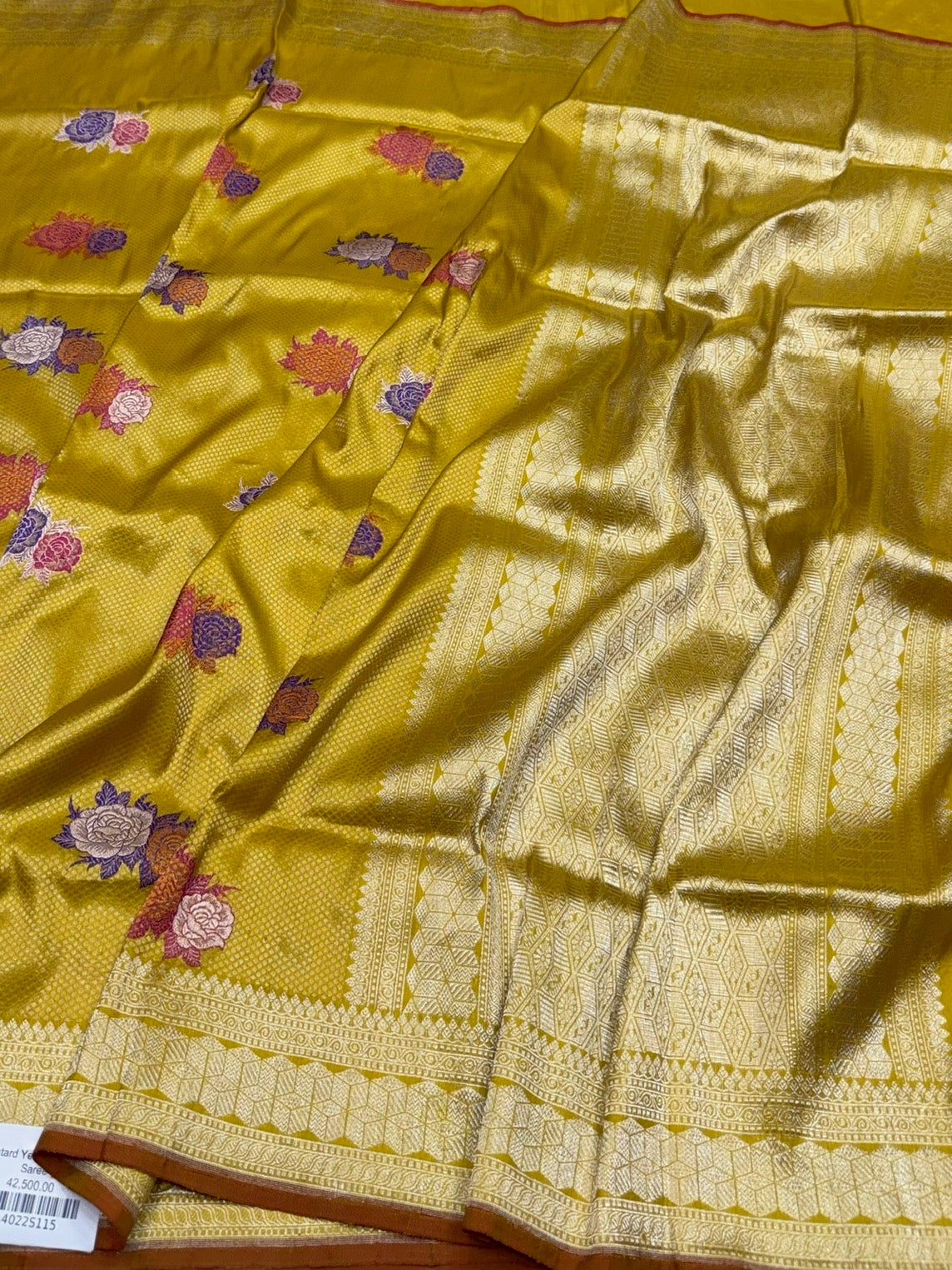 Mustard Yellow Handwoven Pure Banarasi Brocade Silk Saree