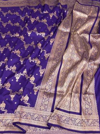 Purple Banarasi Pure Katan Silk Saree