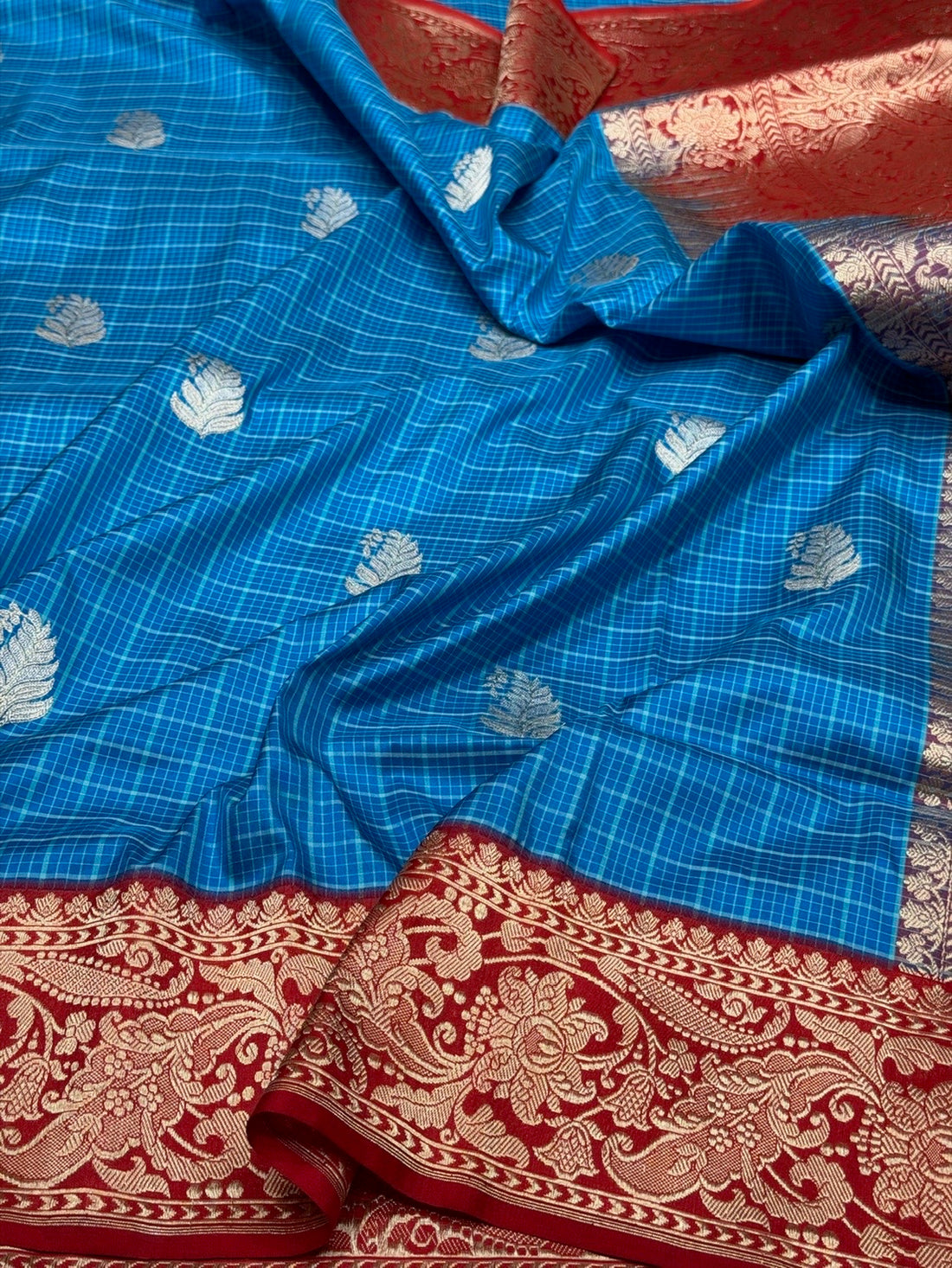 Sky Blue Handwoven Pure Banarasi Silk Saree