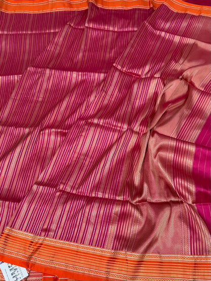 Rani Pink Handwoven Pure Banarasi Katan Silk Saree