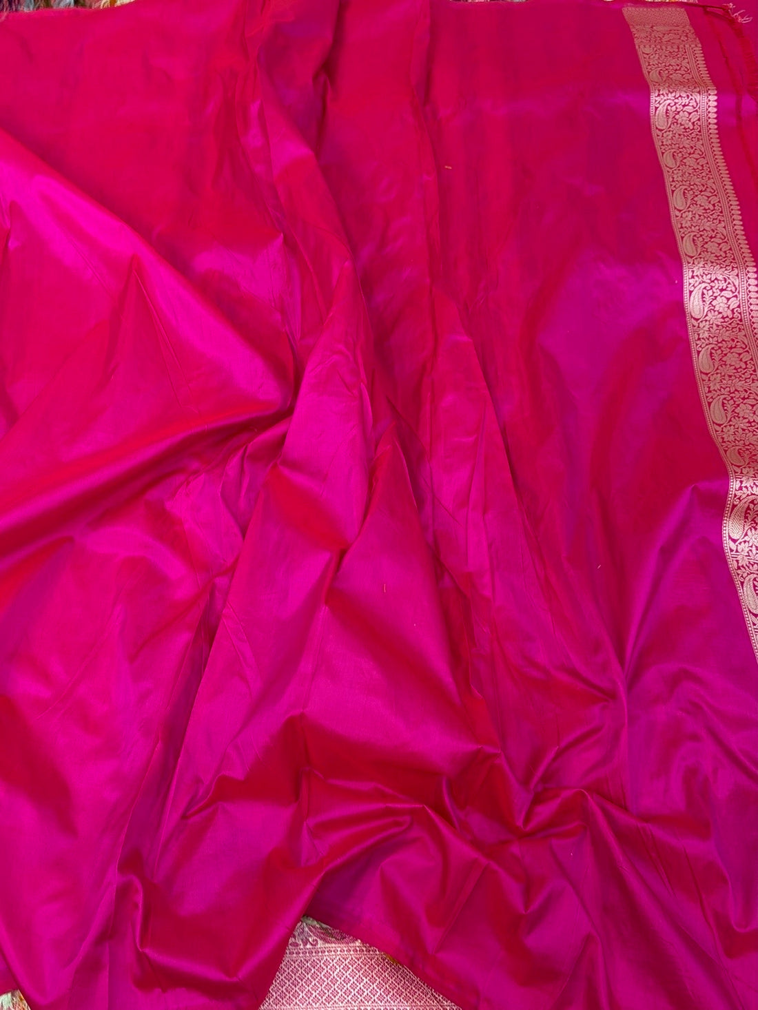Rani Pink Rangkaat Banarasi Pure Katan Silk Saree