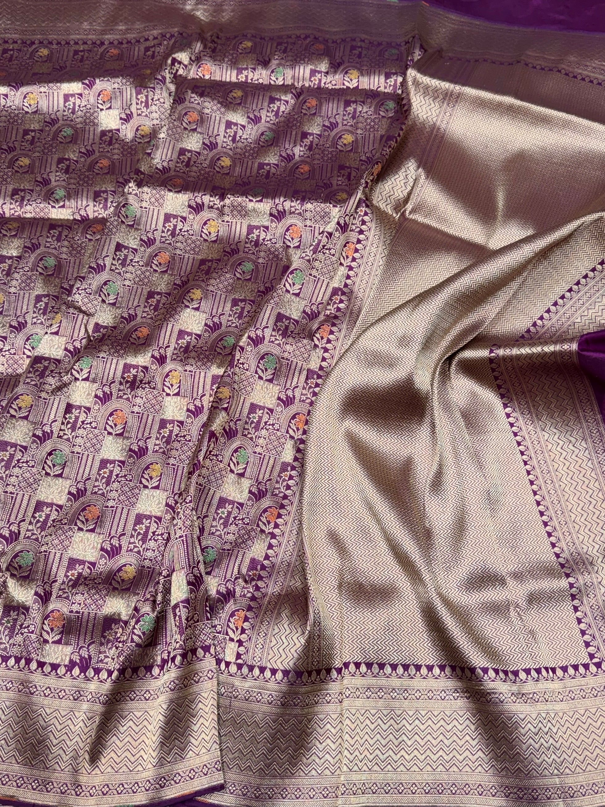 Banarasi Minakari Pure Silk Brocade Saree | 100% Pure Katan Silk