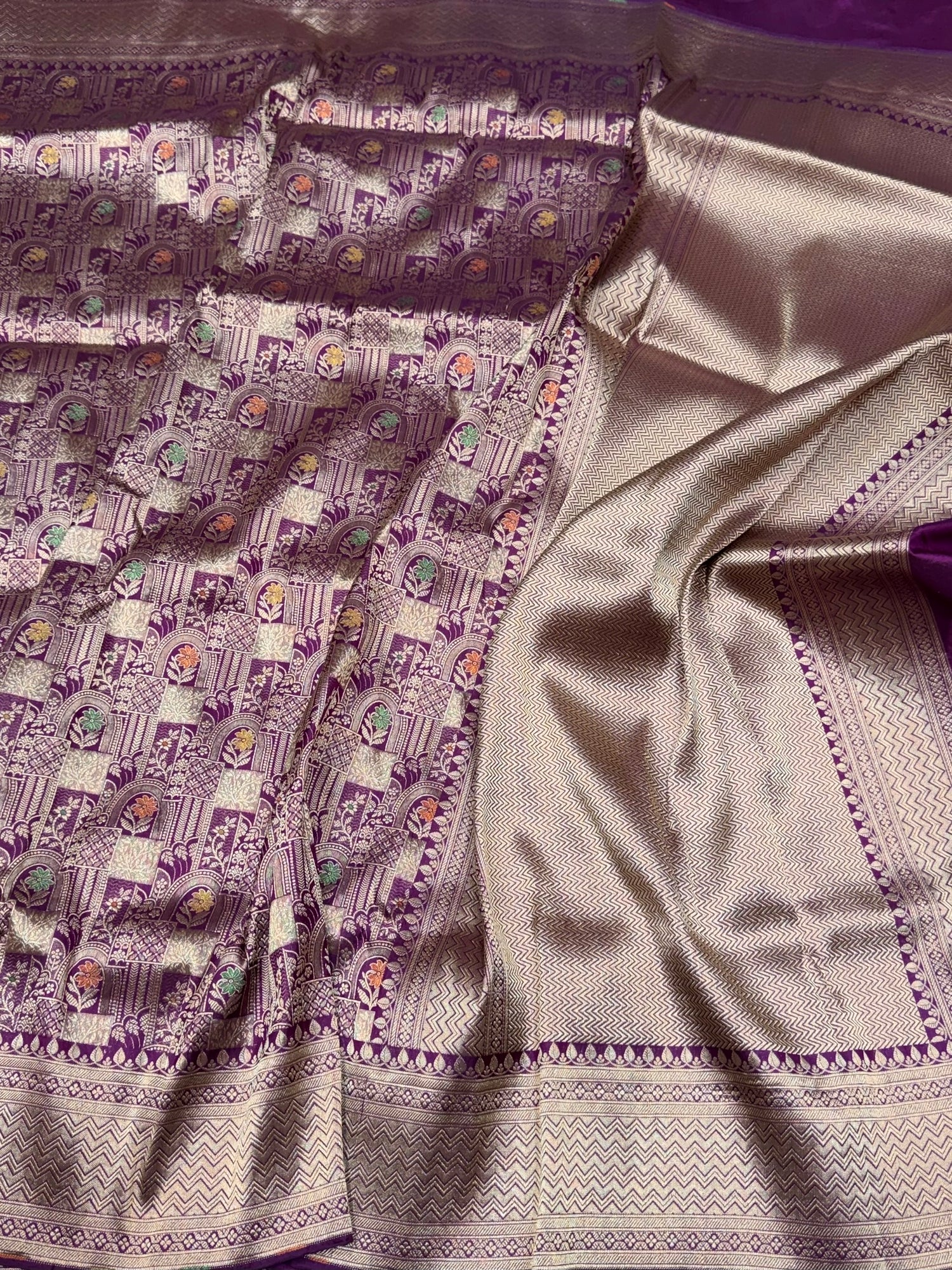 Banarasi Minakari Pure Silk Brocade Saree | 100% Pure Katan Silk