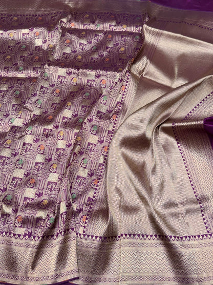 Banarasi Minakari Pure Silk Brocade Saree | 100% Pure Katan Silk