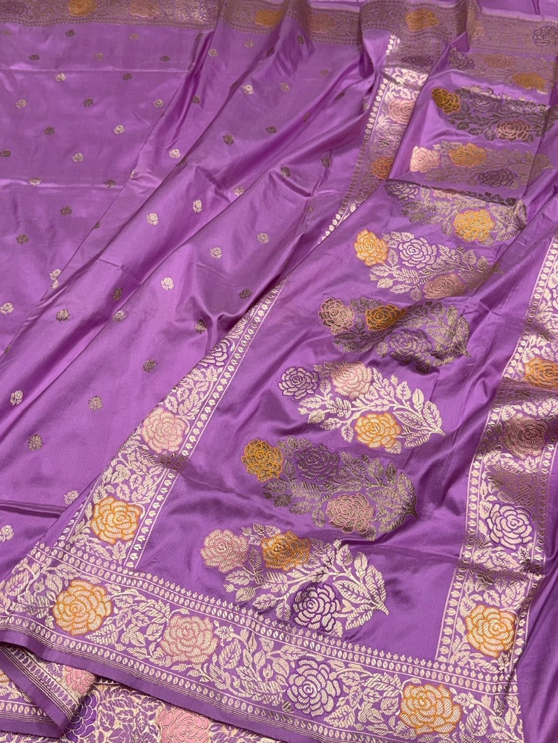 Lavender Handwoven Pure Banarasi Silk Saree