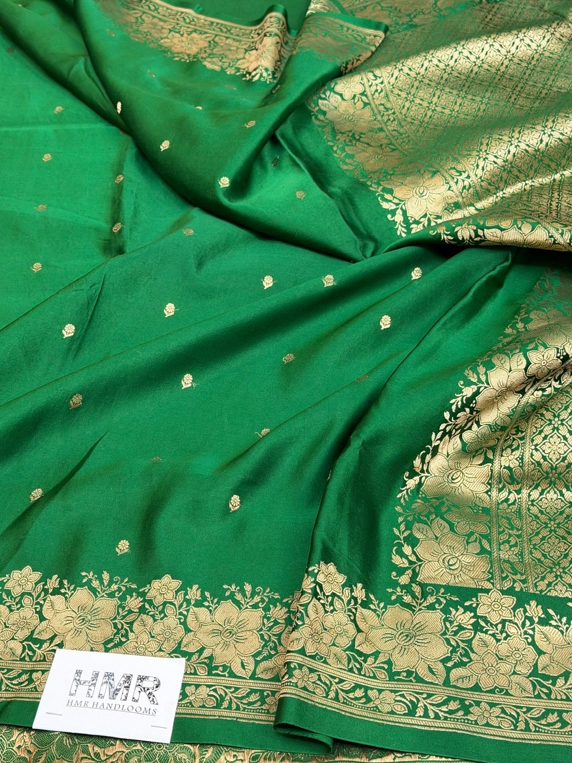 Green Handwoven Pure Mashru Banarasi Satin Silk Saree