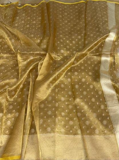 Gold Banarasi Pure Kora Tissue Saree