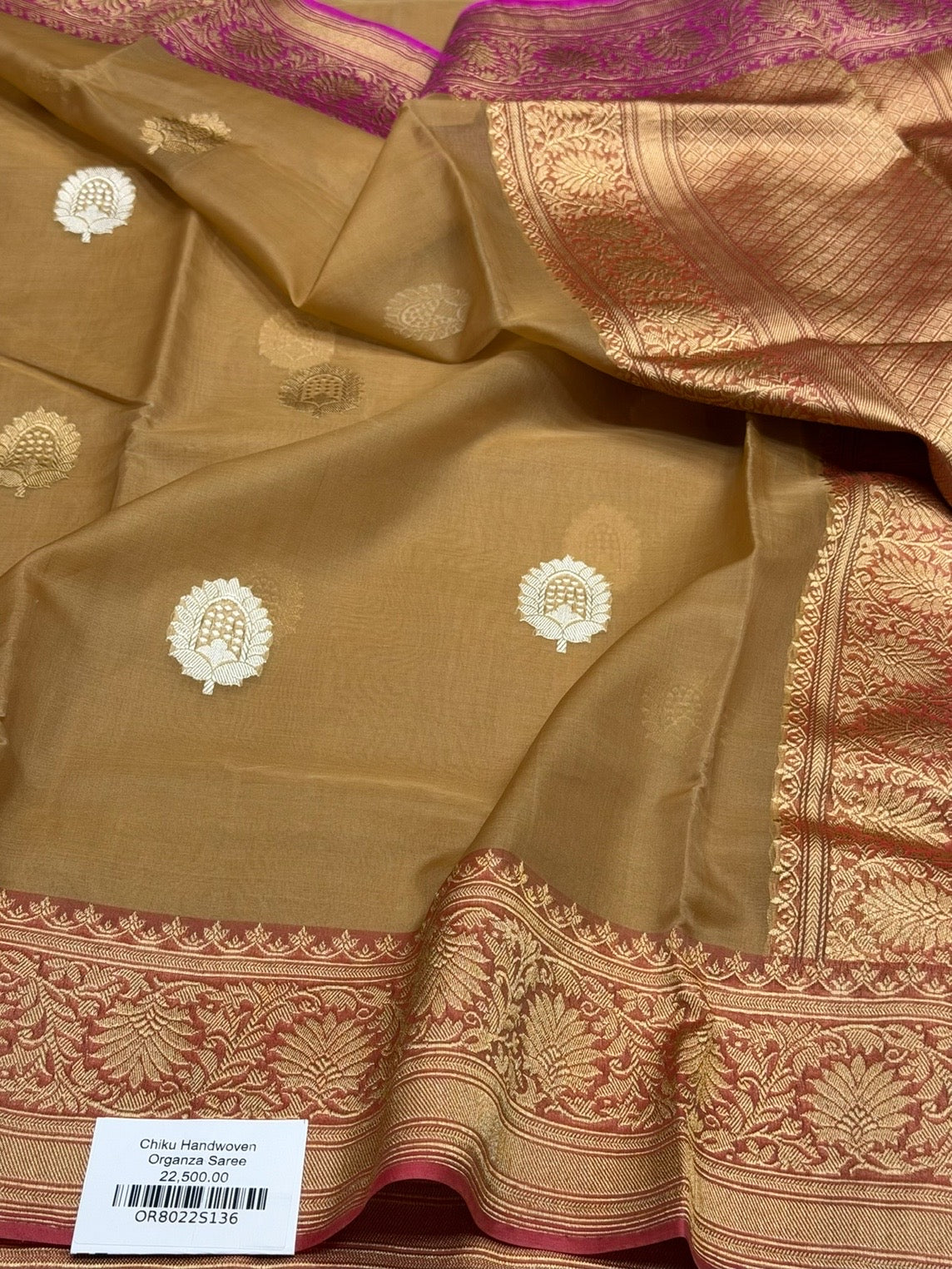 Chiku Handwoven Pure Organza Silk Saree