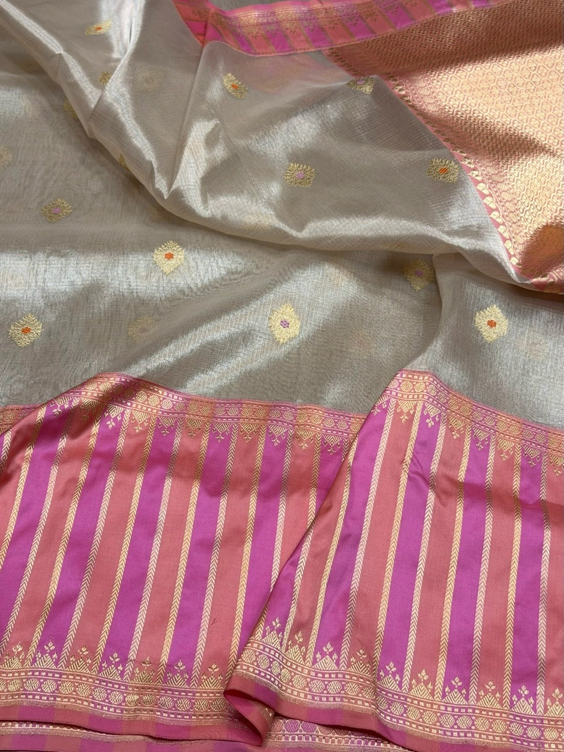 Rose Gold Handwoven Banarasi Pure Tissue Saree
