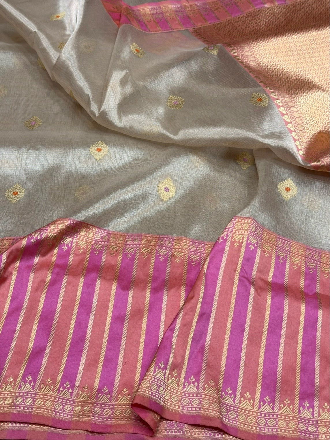 Rose Gold Handwoven Banarasi Pure Tissue Saree