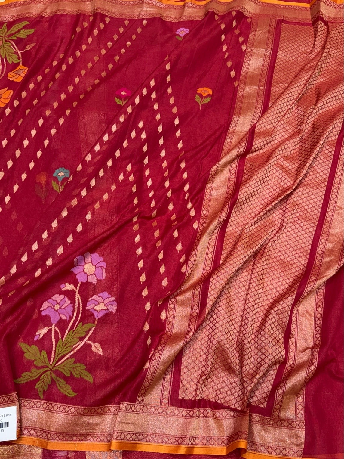 Red Pure Muslin Cotton Jamdani Saree