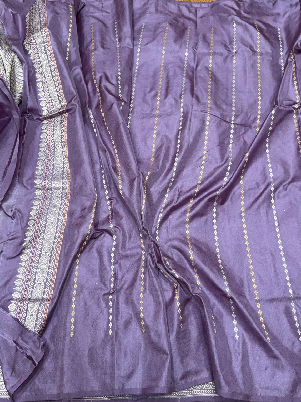 Lavender Purple Handwoven Pure Banarasi Ektara Silk Saree | Kadwa Weave | Pure Mulberry Ektara Silk | Handloom Banarasi Saree