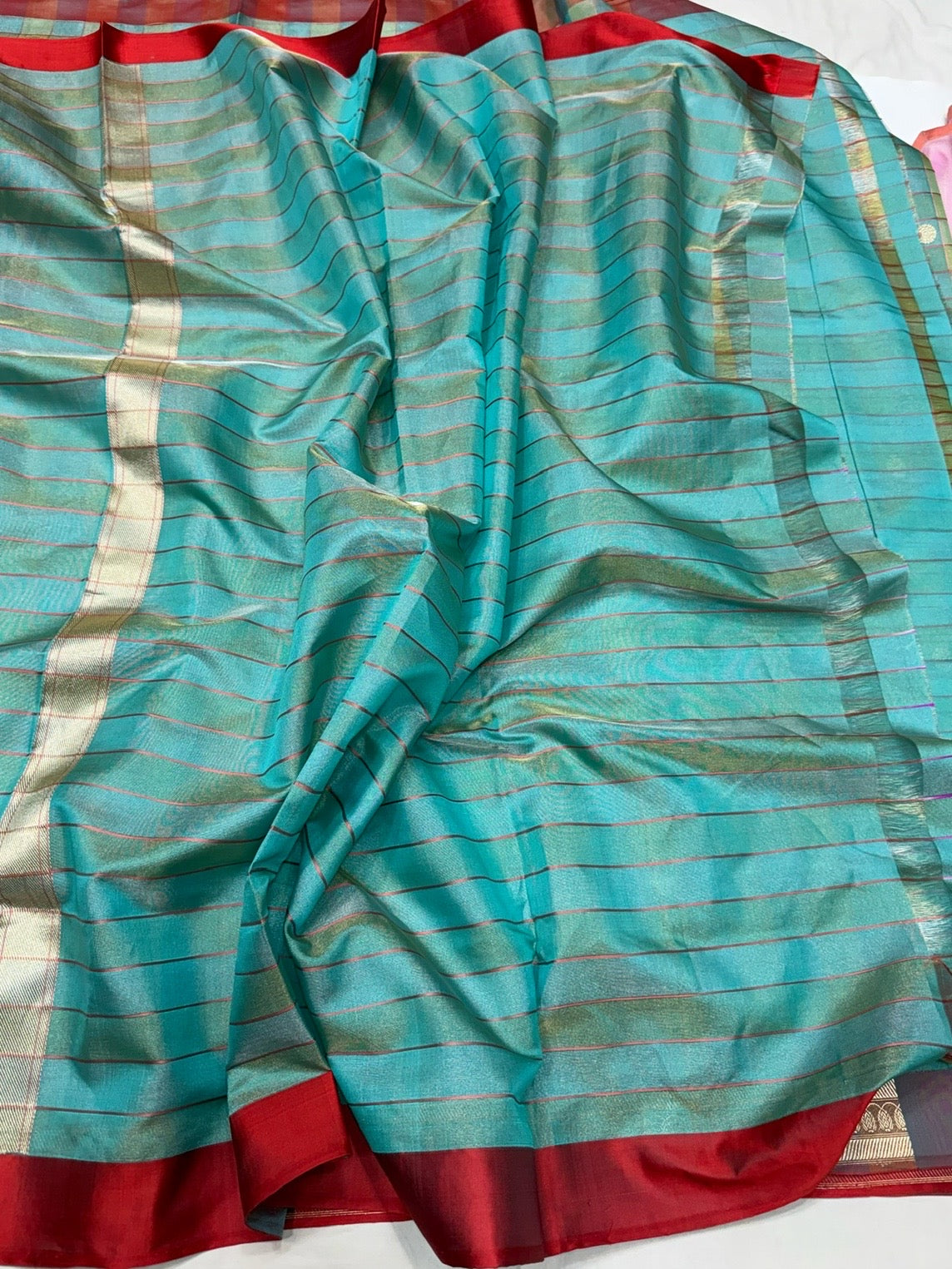Sea Green Handwoven Pure Banarasi Ektara Tissue Saree