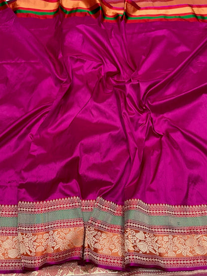 Gajiri Pink Handwoven Pure Banarasi Silk Saree