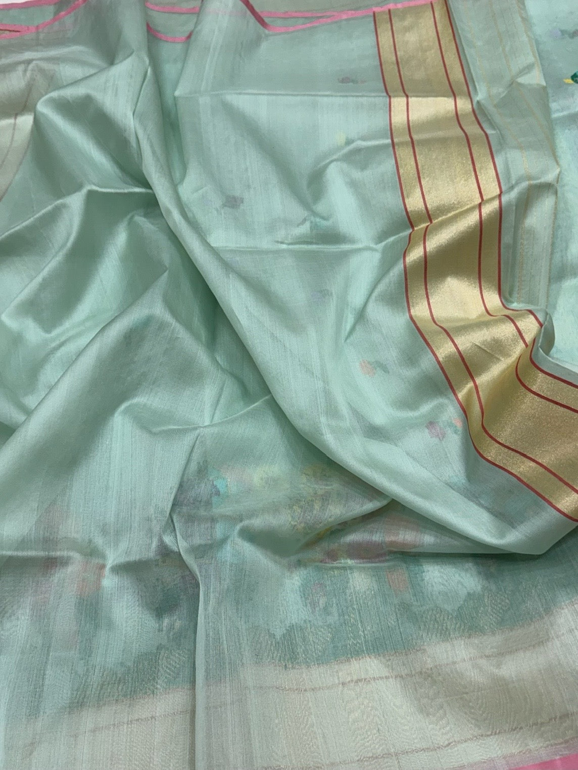 Sea Green Handwoven Pure Banarasi Organza Silk Saree