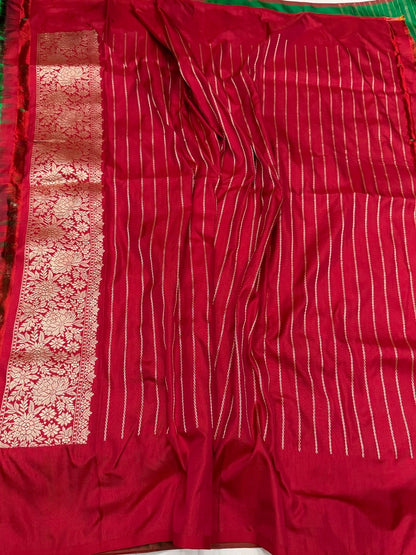 Green Handwoven Pure Banarasi Ektara Silk Saree