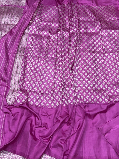 Dusty Rose Pink Handwoven Pure Banarasi Ektara Silk Saree – Kadwa Iktara Weave, Pure Mulberry Silk