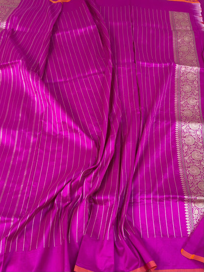 Rani Pink Handwoven Banarasi Pure Katan Silk Saree