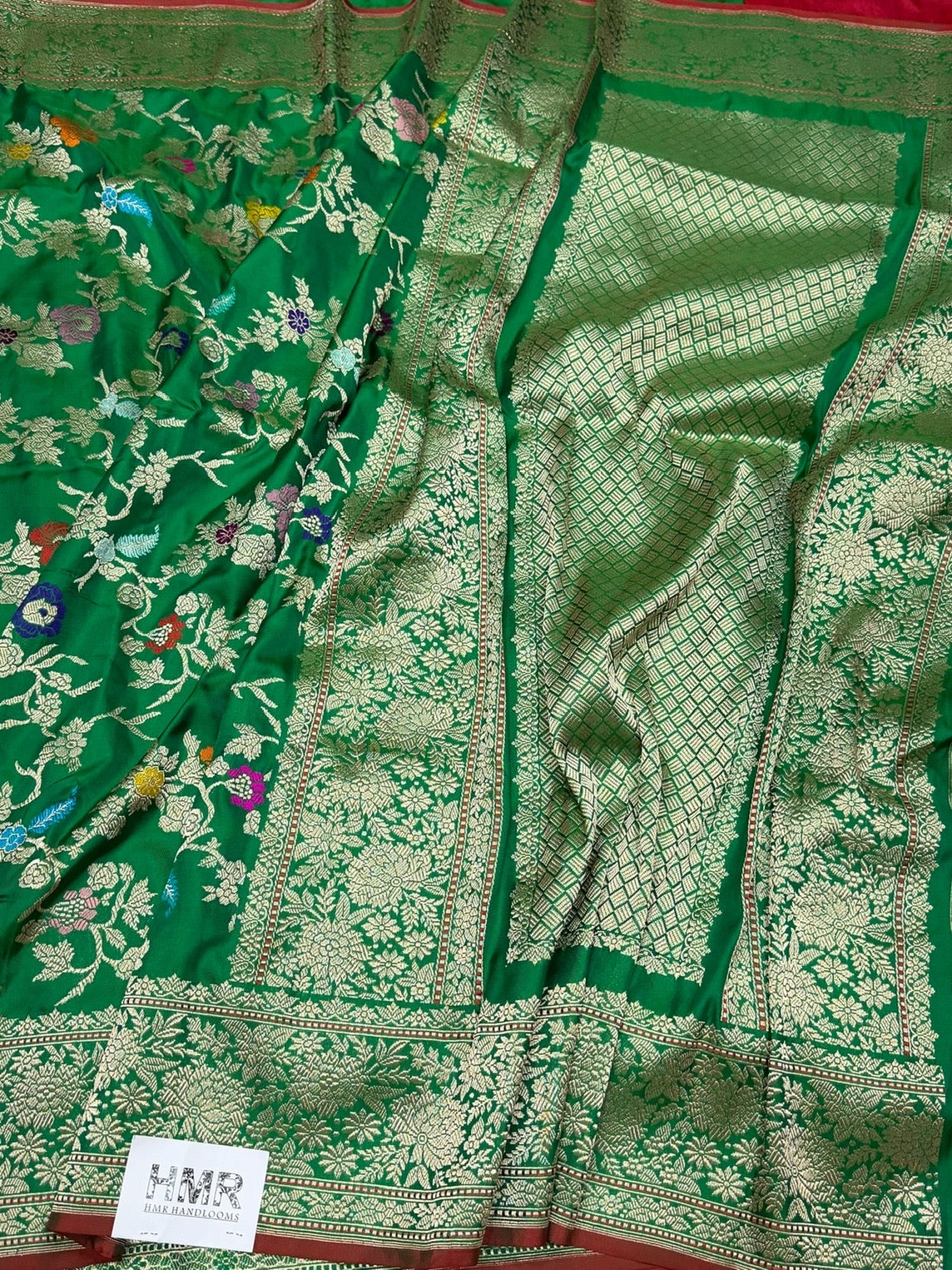 Green Handwoven Pure Banarasi Ektara Silk Saree
