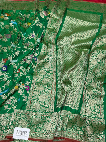 Green Handwoven Pure Banarasi Ektara Silk Saree