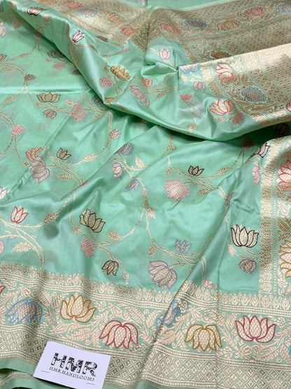 Sea Green Handwoven Pure Banarasi Silk Saree