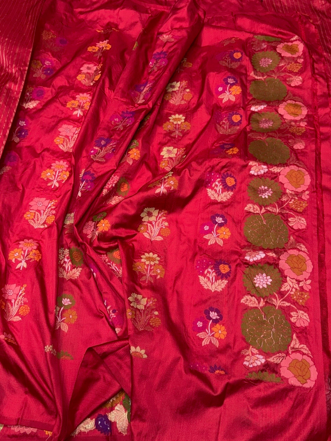 Red Pure Banarasi Ektara Silk Saree – Handwoven Kadwa Booti
