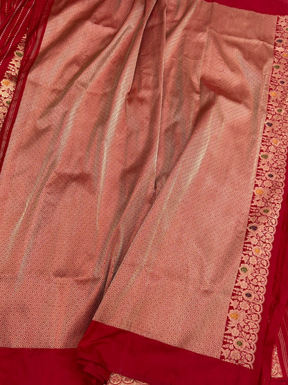 Handwoven Pure Banarasi Silk Saree – Kadwa Weave in 100% Katan Mulberry Silk