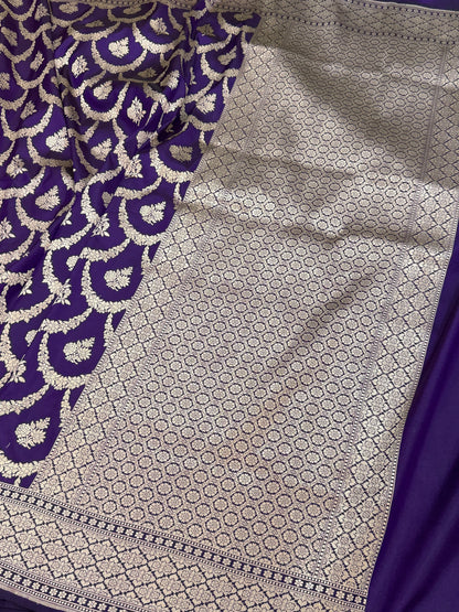Purple Banarasi Pure Katan Silk Saree