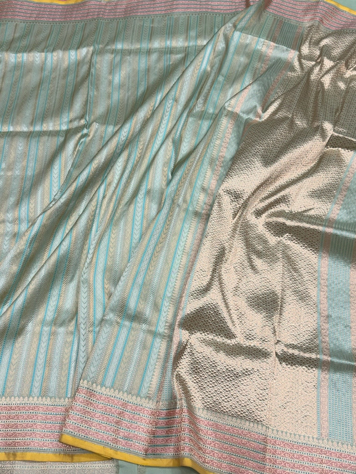 Sea Green Handwoven Pure Silk Brocade Saree