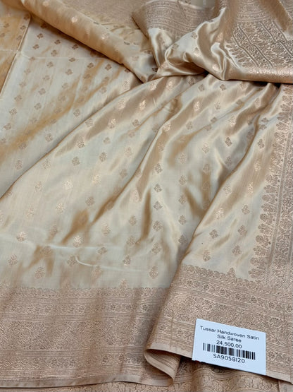 Tussar Handwoven Pure Banarasi Satin  Silk Saree