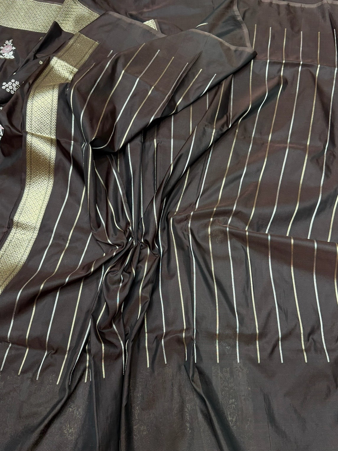 Coffee Handwoven Pure Banarasi Silk Saree